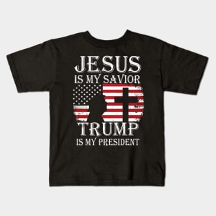 Vintage Jesus Is My Savior Trump Is My President Kids T-Shirt